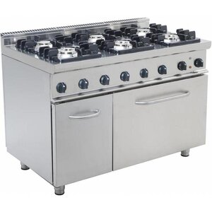 Saro Cuisinière Gaz sur Four Électrique | 6 Feux | 400V | 1200x700x850(h)mm