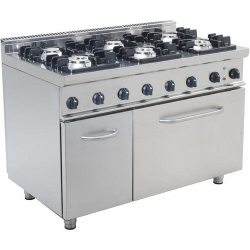 Saro Cuisinière Gaz sur Four Électrique | 6 Feux | 400V | 1200x700x850(h)mm