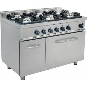 Saro Cuisinière Gaz | 6 Feux | avec Four Gaz | 3x 4,5kW + 3 x 7kW | 1200x700x850(h)mm