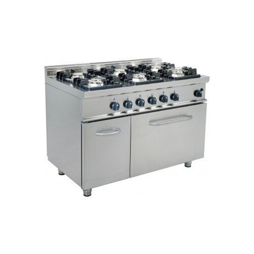 Saro Cuisinière Gaz | 6 Feux | avec Four Gaz | 3x 4,5kW + 3 x 7kW | 1200x700x850(h)mm