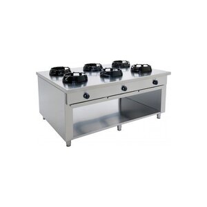Saro Wok Gaz sur Meuble | 6 Feux Face à Face | 6x 14kW