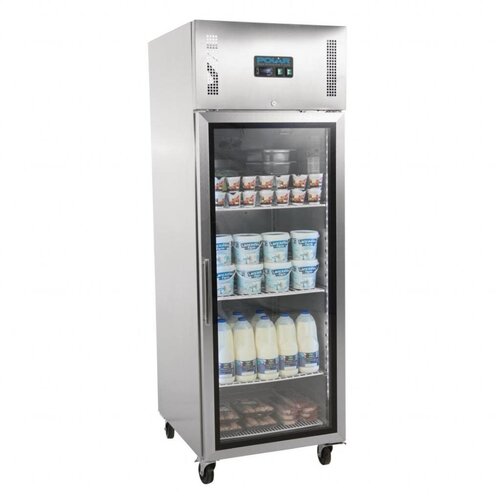 Polar Vitrine Positive sur Roues | 600 Litres | Gastronorme 2/1 | 680x800x2010(h)mm
