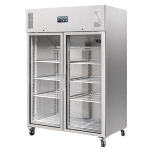 Polar Vitrine Réfrigérée INOX | 1200L | sur Roues | pour 20x GN 2/1 | 1340x800x2010(h)mm