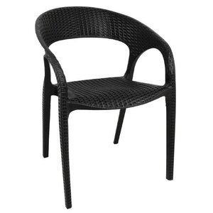 CHRselect Chaises Enveloppant en Rotin PP Noir | Empilable | Lot de 12