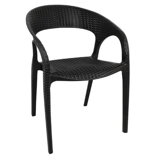 CHRselect Chaises Enveloppant en Rotin PP Noir | Empilable | Lot de 12
