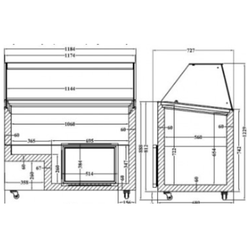 Combisteel Vitrine à Glace Java | 8x 5 Litres | 200W | 1184x727x1229(h)mm