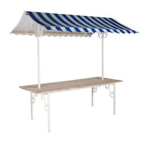 VEBA Étal de Marché COMPLET | Toit Bleu/Blanc | 205x80x220(h)cm