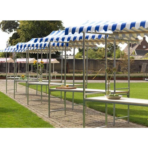 VEBA Étal de Marché COMPLET | Toit Bleu/Blanc | 205x80x220(h)cm