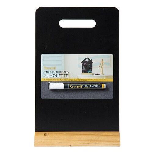 Securit Ardoise de Table 325x210mm | Support en Bois | 1 Craie Inlcus