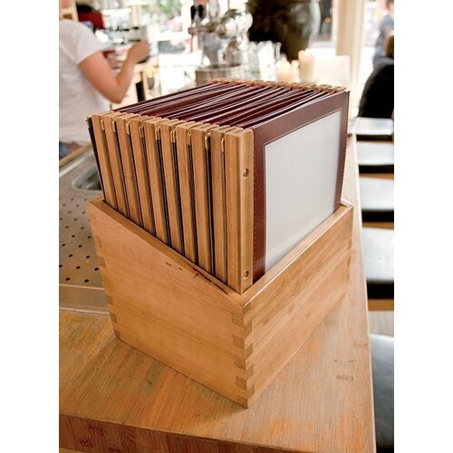 Securit Boite avec 10 Protege Menus | Woody | Format A4