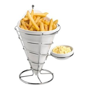 CHRselect Cornet à Frites INOX/Porcelaine | Ø120x230(h)mm
