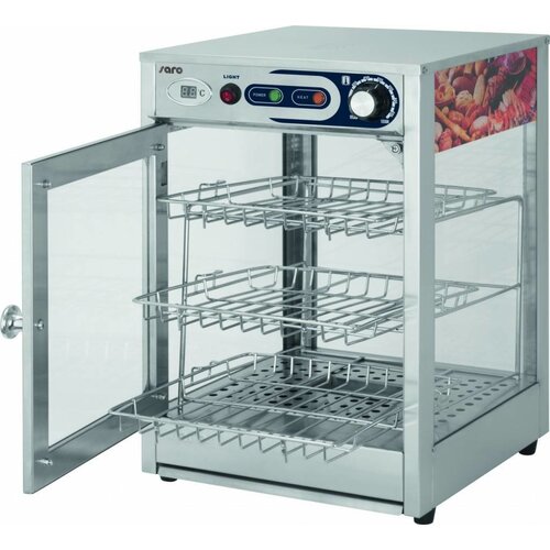 Saro Vitrine Chauffant Inox | 3 Grilles | 600W | 350x350x520(h)mm