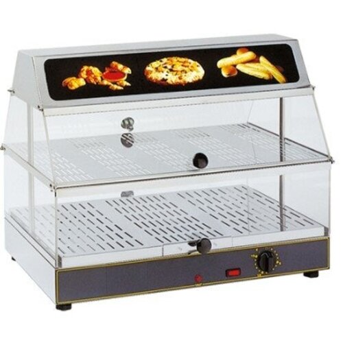 CHRselect Vitrine Chauffante Inox | Ouvrable de 2 Côtés | Eclairage LED | 400x600x480(h)mm