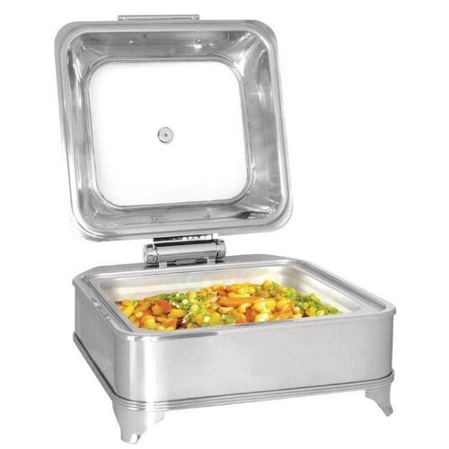 CHRselect Chafing Dish Electrique | Couvercle en Verre | 6 Litres | 410x410x240(h)mm