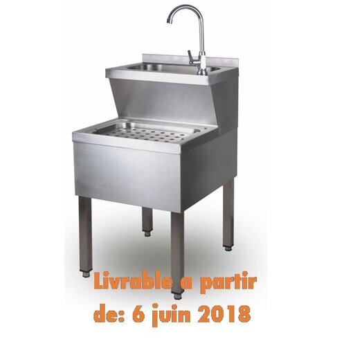 Saro Lavabo INOX | 2 Bassins | Mélangeur et Siphon | 600x500x(H)850mm Saro Lavabo INOX | 2 Bassins | Mélangeur et Siphon | 600x500x(H)850mm