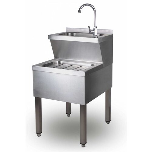Saro Lavabo INOX | 2 Bassins | Mélangeur et Siphon | 600x500x(H)850mm Saro Lavabo INOX | 2 Bassins | Mélangeur et Siphon | 600x500x(H)850mm