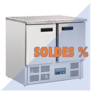 Polar Comptoir Réfrigérée Inox | 2 Portes | Plan en Marbre | PROMOTION XXL!