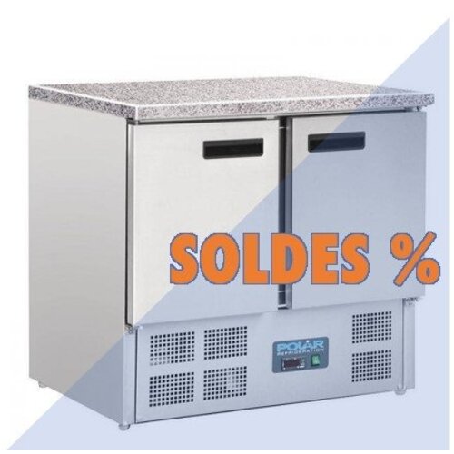 Polar Comptoir Réfrigérée Inox | 2 Portes | Plan en Marbre | PROMOTION XXL!