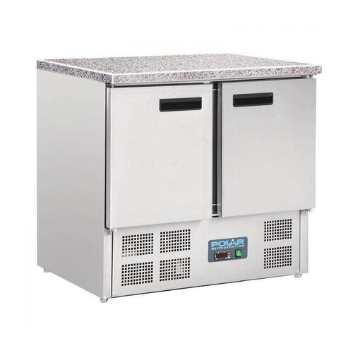 Polar Comptoir Réfrigérée Inox | 2 Portes | Plan en Marbre | PROMOTION XXL!