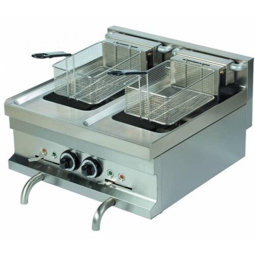 Combisteel Friteuse Électrique | 2x8 Litres | 400V | Paniers Inclus | 600x600x265(h)mm