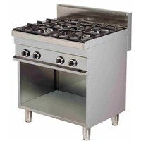 Cuisinière 4 Feux | Soubassement Ouverte | 4x 6kW | 800x700x900(h)mm
