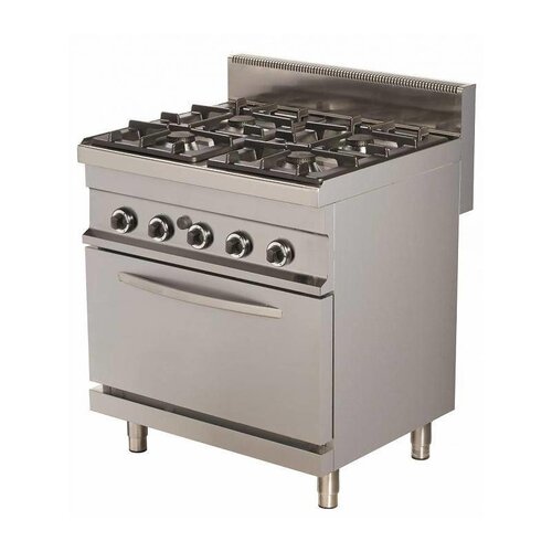 Combisteel Cuisinière 4 Feux | Four à Gaz | 4x 6kW | 800x700x900(H)mm