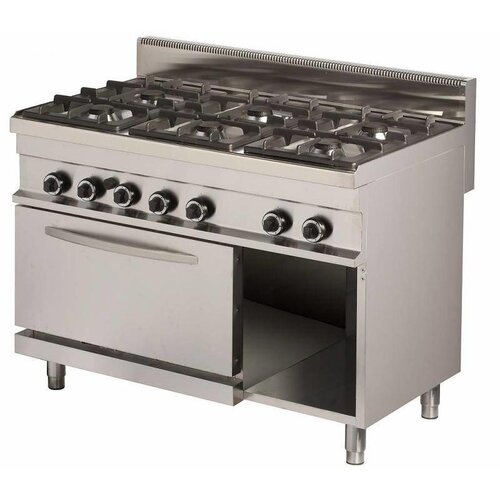 Combisteel Cuisinière 6 Feux | Four à Gaz | 6x6kW | 1200x700x900(H)mm