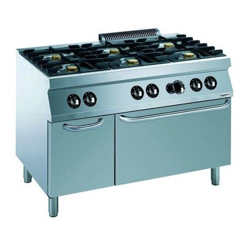 Combisteel Cuisinière 6 Feux sur Four Gaz | 6x5,5kW | 1200x700x900(h)mm