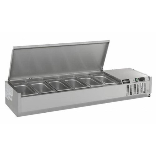 Combisteel Vitrine Réfrigérée à Poser | Couvercle INOX | 4x GN1/3 (NON FOURNIS) | 1200x395x225(h)mm