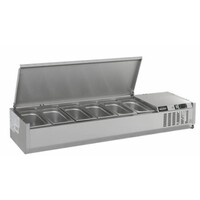 Vitrine Réfrigérée à Poser | Couvercle INOX | 6x GN1/3 (NON FOURNIS) | 1500x395x225(h)mm