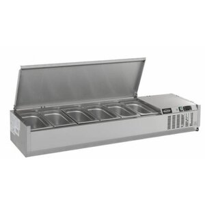 Combisteel Vitrine Réfrigérée à Poser | Couvercle INOX | 6x GN1/3 (NON FOURNIS) | 1500x395x225(h)mm