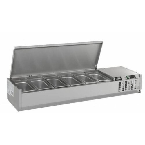 Combisteel Vitrine Réfrigérée à Poser | Couvercle INOX | 6x GN1/3 (NON FOURNIS) | 1500x395x225(h)mm