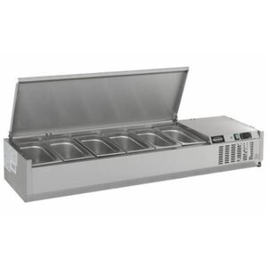 Combisteel Vitrine Réfrigérée à Poser | Couvercle INOX | 5x GN1/4 (NON FOURNIS) | 1200x395x225(h)mm