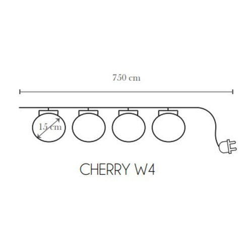Lumisky Guirlande Lumineuse Cherry | 4  Ampoules | 3W | Blanc Chaud  | 7,5m