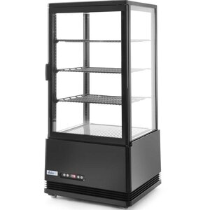 Hendi Vitrine Réfrigérée Sur Table Noir | 78 LITRES | Sans Condensation | 3 étagères | 452x406x(H)966mm