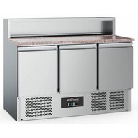 Comptoir à Pizza Inox | Pour 7x GN1/6 |  3 Portes | 1370x700x1080(h)mm