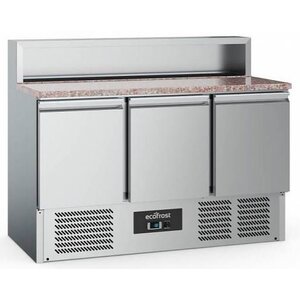 Combisteel Comptoir à Pizza Inox | Pour 7x GN1/6 |  3 Portes | 1370x700x1080(h)mm