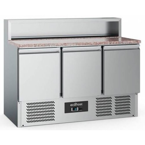 Combisteel Comptoir à Pizza Inox | Pour 7x GN1/6 |  3 Portes | 1370x700x1080(h)mm