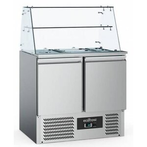 Combisteel Saladette inox | 2 Portes | avec Vitrine en Verre | 900x700x850(h)mm