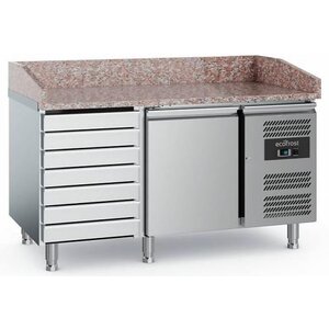 Combisteel Comptoir à Pizza Inox | 1 Porte 7 Tiroirs | 1520x800x1000(h)mm