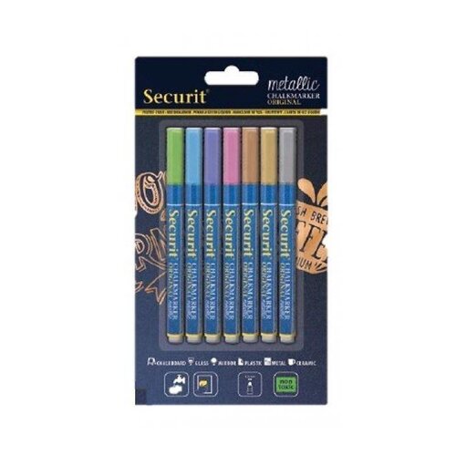 Securit Feutres Craies Liquide | Metallic | 7 Pièces | 1-2mm Securit Feutres Craies Liquide | Metallic | 7 Pièces | 1-2mm