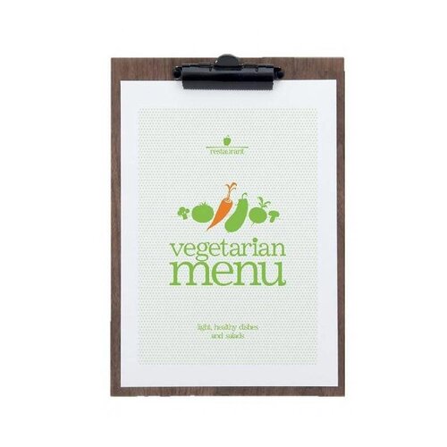 Securit Plaque Porte-Menu | Noyer Laqué | Format A4