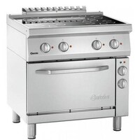Plan de Cuisson Vitroceramique avec Four Electrique | 4 Plaques de Cuisson Ø210mm | | 400V | Gastronorm 1/1 | 800x700x850(h)mm