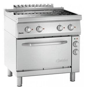 Bartscher Plan de Cuisson Vitroceramique avec Four Electrique | 4 Plaques de Cuisson Ø210mm | | 400V | Gastronorm 1/1 | 800x700x850(h)mm