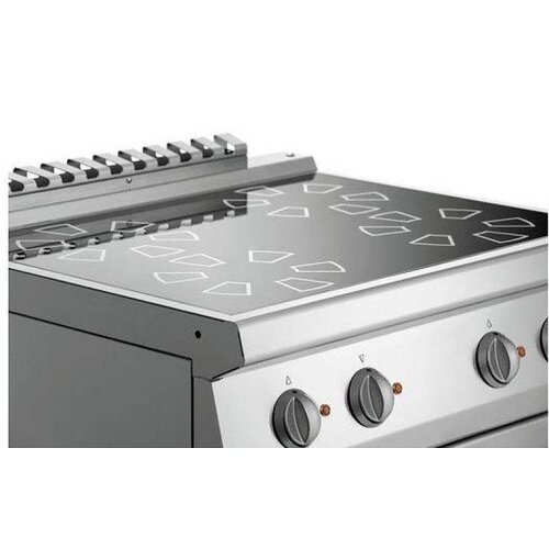 Bartscher Plan de Cuisson Vitroceramique avec Four Electrique | 4 Plaques de Cuisson Ø210mm | | 400V | Gastronorm 1/1 | 800x700x850(h)mm