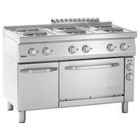 Cuiseur Électrique avec Four | 6 Plaques de Cuisson Ø220mm | 400V | Gastronorm 1/1 | 1200x700x850(h)mm