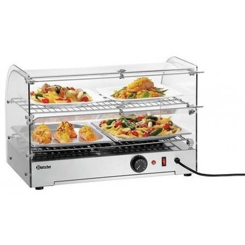 Bartscher Vitrine Chauffante Inox | Verre Courbé | 45 Litres | 640x460x430(h)mm
