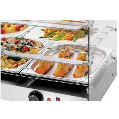 Bartscher Vitrine Chauffante Inox | Verre Courbé | 45 Litres | 640x460x430(h)mm