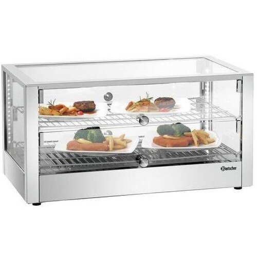 Bartscher Vitrine Chauffante Inox | Portes Soulevables | Éclairage LED | 700x430x365(h)mm