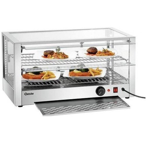 Bartscher Vitrine Chauffante Inox | Portes Soulevables | Éclairage LED | 700x430x365(h)mm